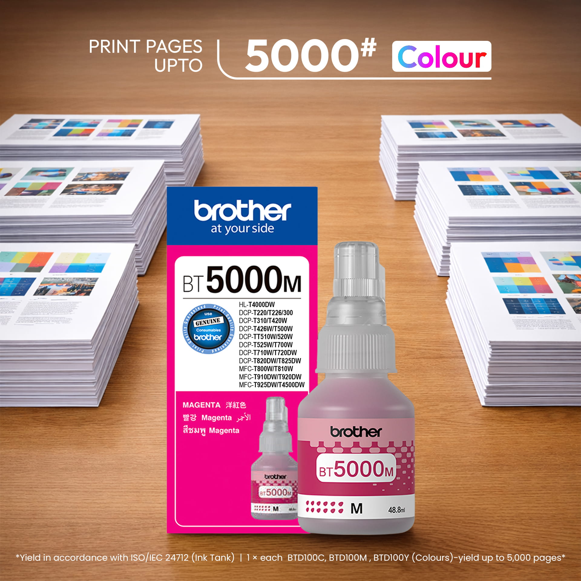Brother Genuine BT5000M High Yield Magenta Ink Bottle 5000 Pages Yield