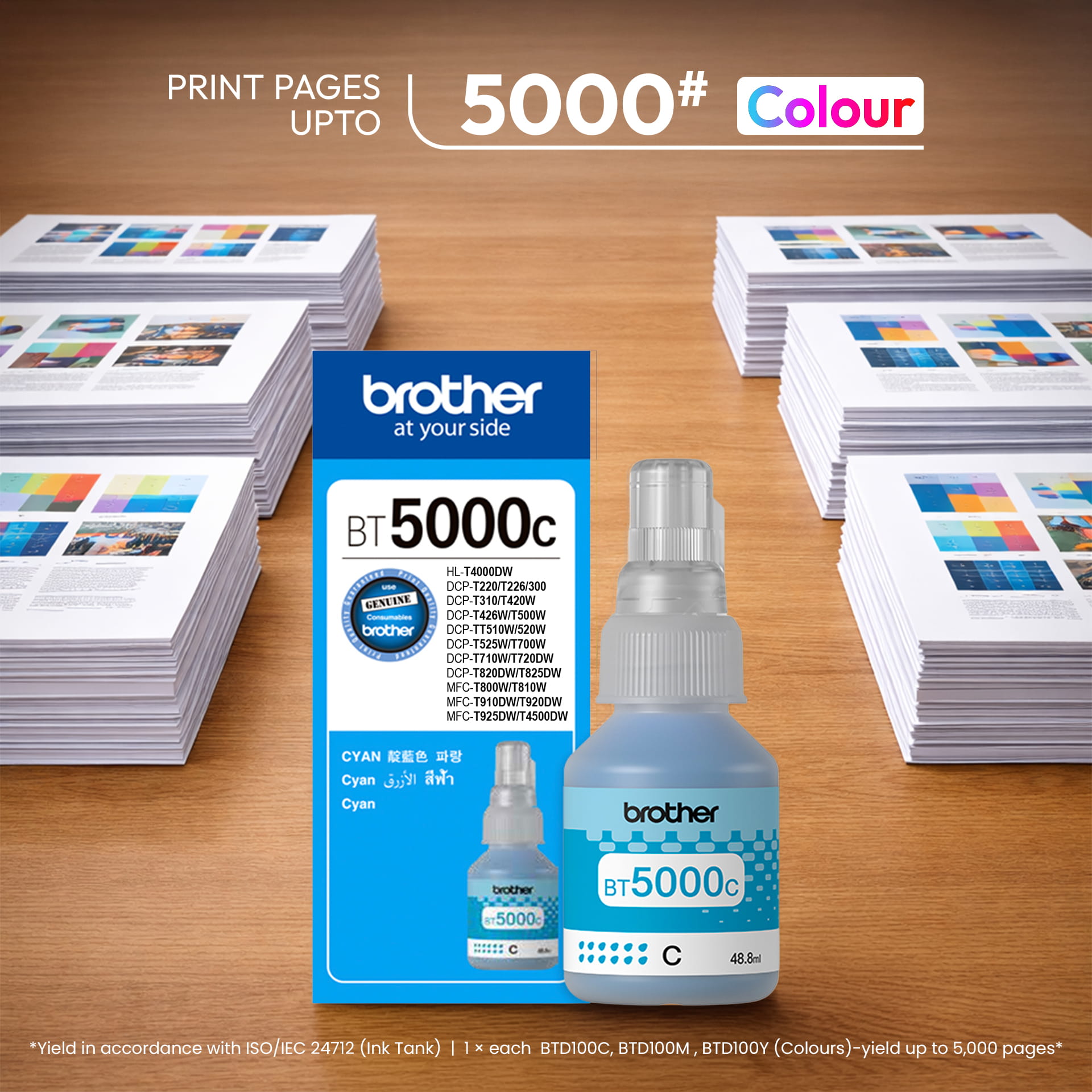 Brother Genuine BT5000C High Yield Cyan Ink Bottle 5000 Pages Yield