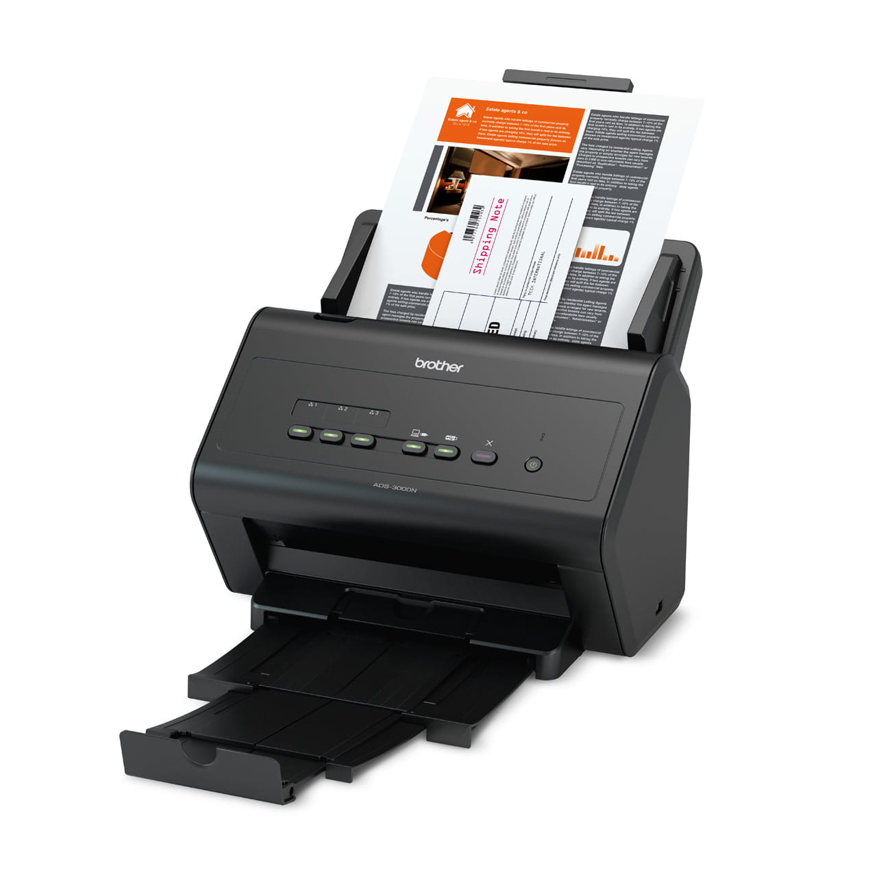 Brother ADS-3000N Professional Document Scanner – left-side view