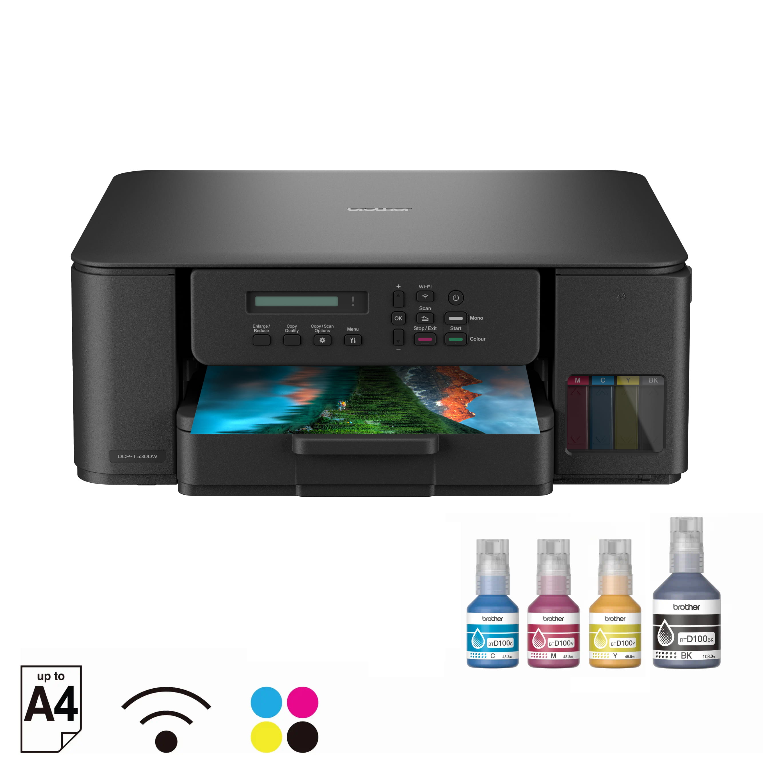 DCP-T530DW Ink Tank Printer With Ink Bottles