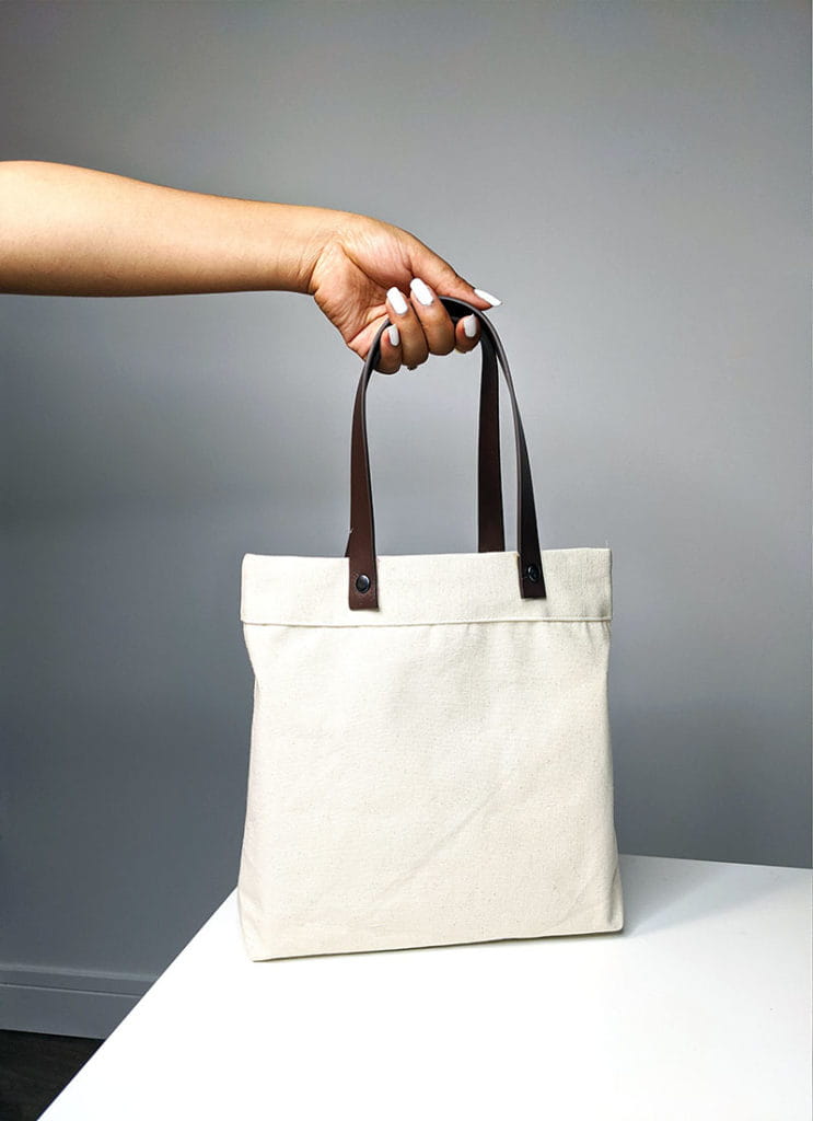 Leather Strapped Tote Bag 9