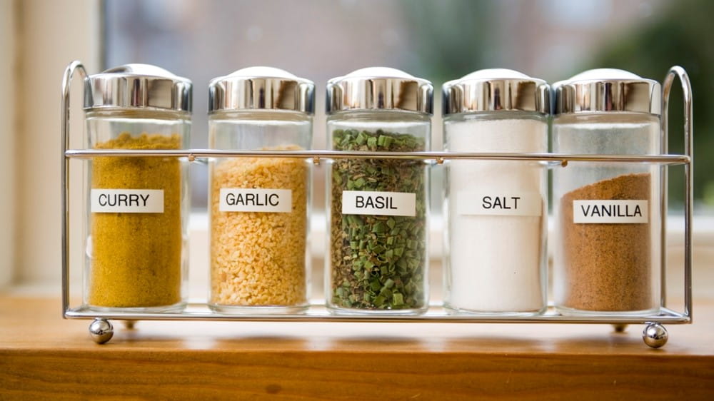kitchen ingredients sorted using labels