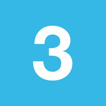 Number 3 on sky blue background