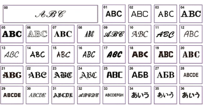 37 different styles of fonts