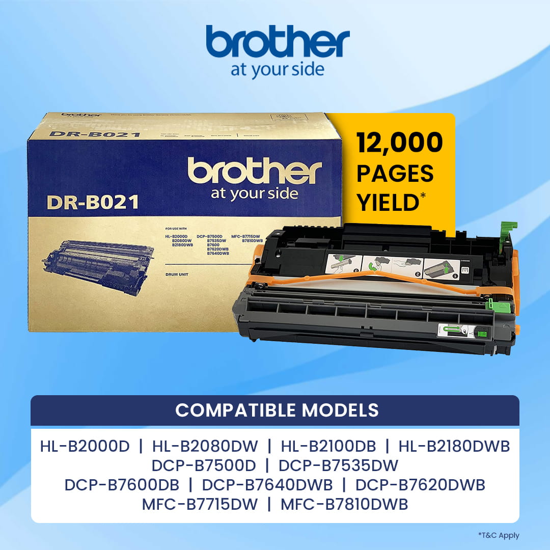 DRB021 Drum Brother Compatible with HL-B2000D, HL-B2080DW, HL-B2100DB, HL-B2180DWB, DCP-B7535DW, DCP-B7500D, MFC-B7715DW, MFC-B7810DWB, DCP-B7620DWB, DCP-B7640DWB, DCP-B7600DB.