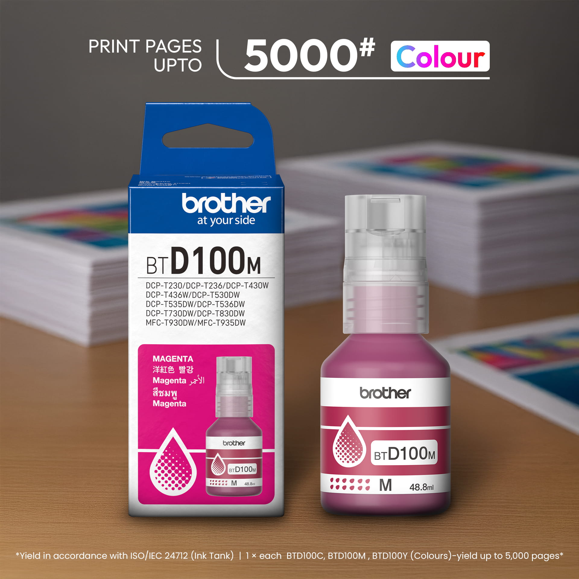 Brother Genuine BTD100M High Yield Magenta Ink Bottle 5,000 Pages Yield